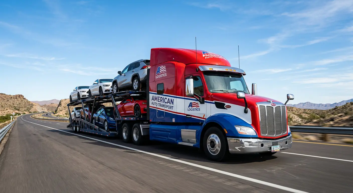 Auto transport carrier on highway